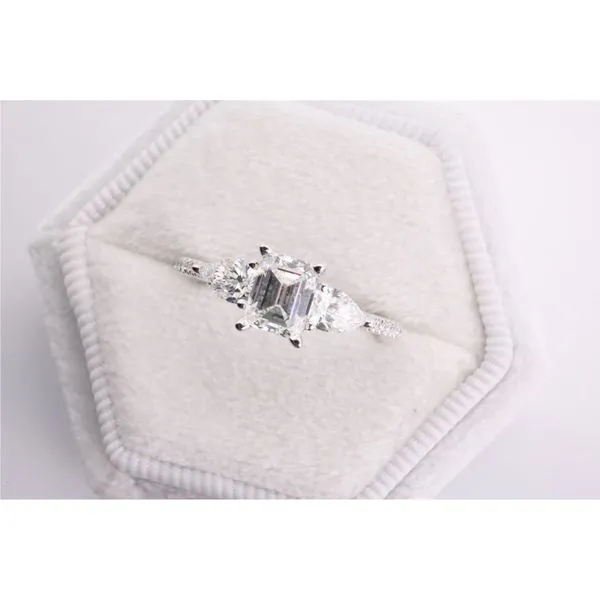 14K White Gold Lab-Grown Diamond Three-Stone Engagement Ring Puckett's Fine Jewelry Benton, KY
