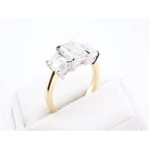 14K Two-Tone Gold Three-Stone Emerald-Cut Lab-Grown Diamond Ring Image 2 Puckett's Fine Jewelry Benton, KY