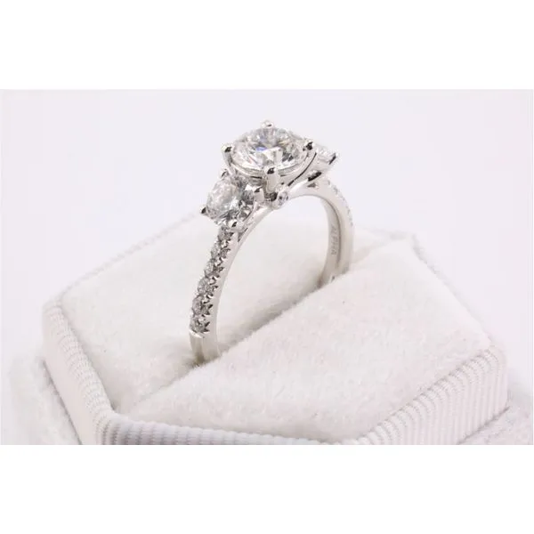 14K White Gold Lab-Grown Diamond Three-Stone Engagement Ring Image 2 Puckett's Fine Jewelry Benton, KY