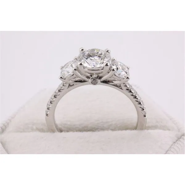 14K White Gold Lab-Grown Diamond Three-Stone Engagement Ring Image 3 Puckett's Fine Jewelry Benton, KY
