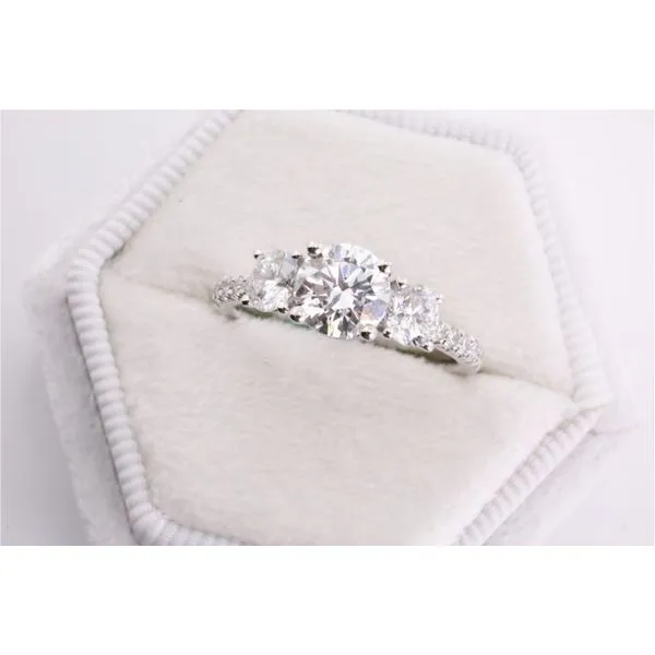 14K White Gold Lab-Grown Diamond Three-Stone Engagement Ring Puckett's Fine Jewelry Benton, KY