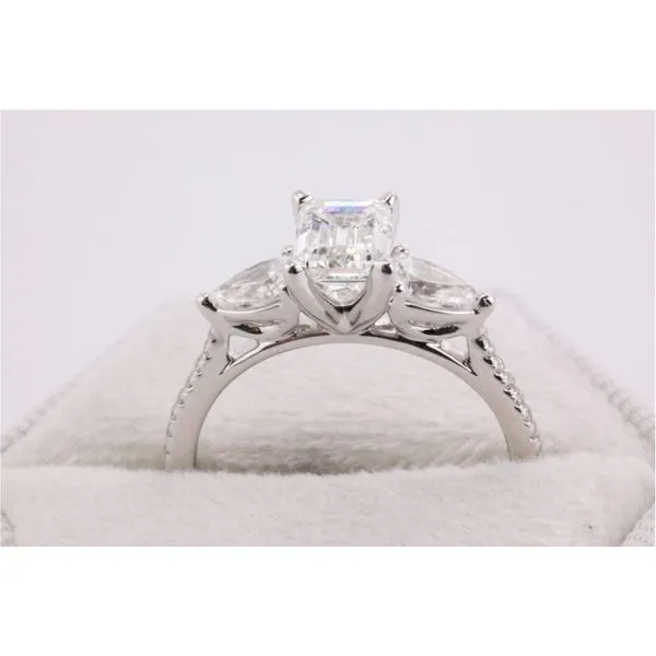 14K White Gold Lab-Grown Diamond Three-Stone Engagement Ring Image 3 Puckett's Fine Jewelry Benton, KY