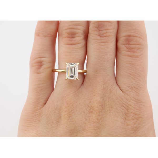 14K Yellow Gold Lab-Grown Emerald Cut Diamond Solitaire Engagement Ring – 2.13ctw Hidden Halo Image 4 Puckett's Fine Jewelry Benton, KY