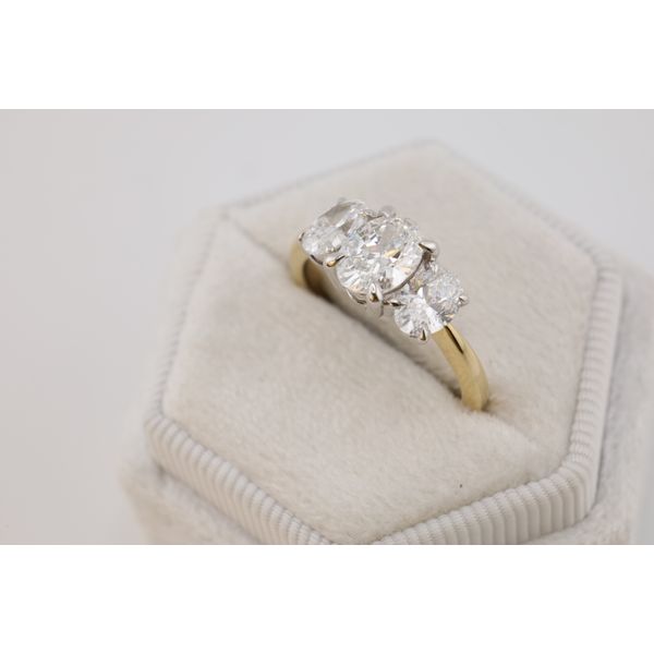 14K Two-Tone Gold 3-Stone Oval Lab-Grown Diamond Engagement Ring – 3.00 CTW Image 3 Puckett's Fine Jewelry Benton, KY