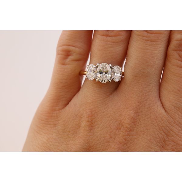 14K Two-Tone Gold 3-Stone Oval Lab-Grown Diamond Engagement Ring – 3.00 CTW Image 4 Puckett's Fine Jewelry Benton, KY