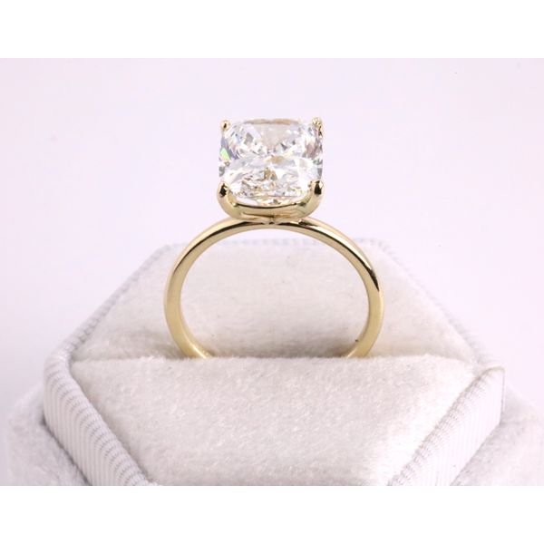 14K Yellow Gold Cushion Cut Lab-Grown Diamond Solitaire Engagement Ring Image 3 Puckett's Fine Jewelry Benton, KY