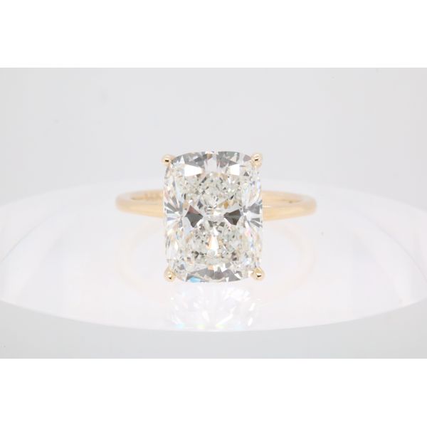 14K Yellow Gold Cushion Cut Lab-Grown Diamond Solitaire Engagement Ring Puckett's Fine Jewelry Benton, KY