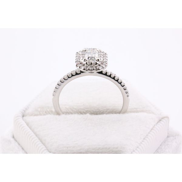 14K White Gold Emerald Cut Natural Diamond Halo Engagement Ring Image 3 Puckett's Fine Jewelry Benton, KY