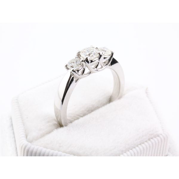 14K White Gold Three-Stone Natural Diamond Ring Image 2 Puckett's Fine Jewelry Benton, KY