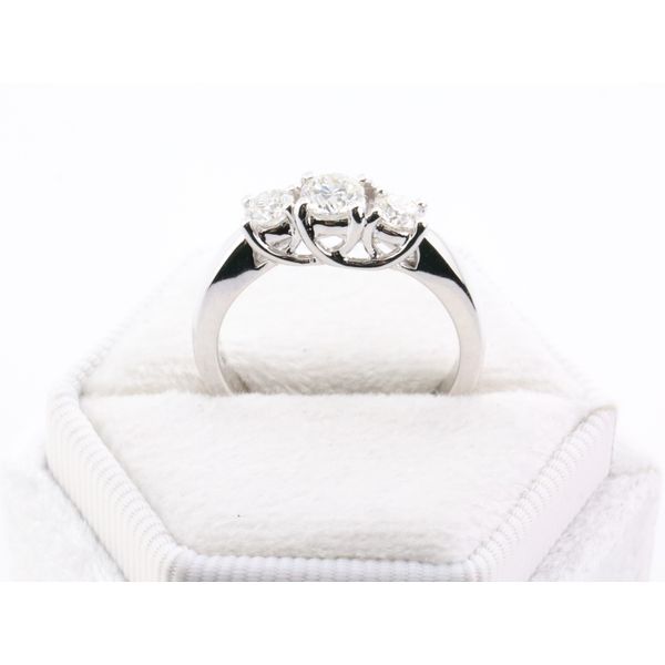 14K White Gold Three-Stone Natural Diamond Ring Image 3 Puckett's Fine Jewelry Benton, KY