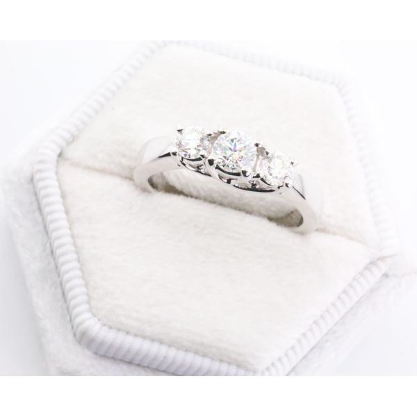 14K White Gold Three-Stone Natural Diamond Ring Puckett's Fine Jewelry Benton, KY