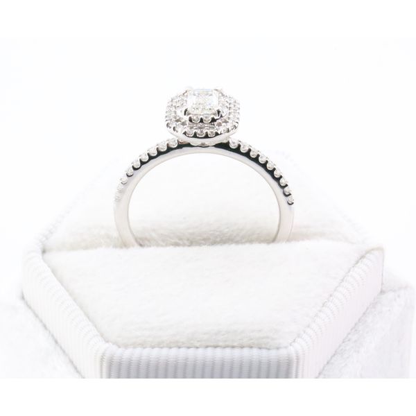 14K White Gold Emerald Cut Natural Diamond Halo Engagement Ring Image 3 Puckett's Fine Jewelry Benton, KY