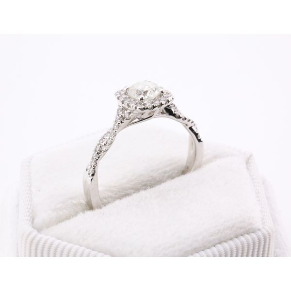 14K White Gold Natural Diamond Halo Engagement Ring Image 2 Puckett's Fine Jewelry Benton, KY