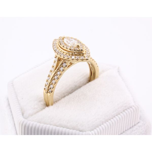 14K Yellow Gold Natural Diamond Marquise Halo Engagement Ring Image 2 Puckett's Fine Jewelry Benton, KY