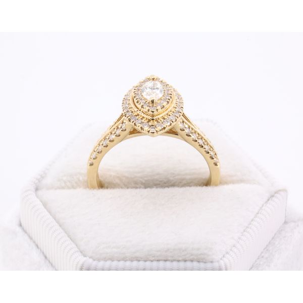 14K Yellow Gold Natural Diamond Marquise Halo Engagement Ring Image 3 Puckett's Fine Jewelry Benton, KY