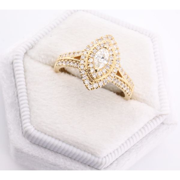 14K Yellow Gold Natural Diamond Marquise Halo Engagement Ring Puckett's Fine Jewelry Benton, KY
