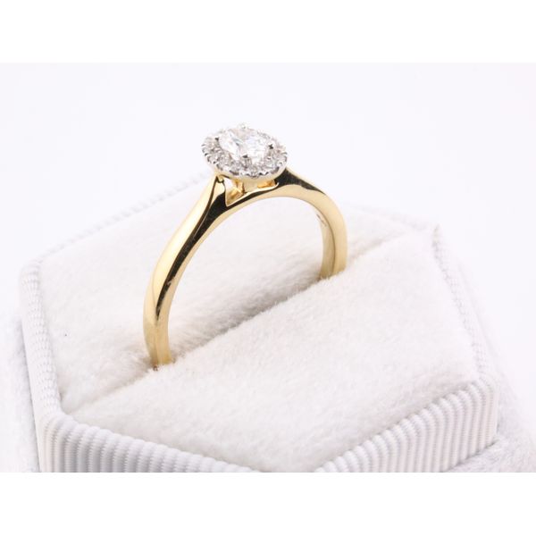 14K Yellow Gold Natural Diamond Oval Halo Engagement Ring Image 2 Puckett's Fine Jewelry Benton, KY