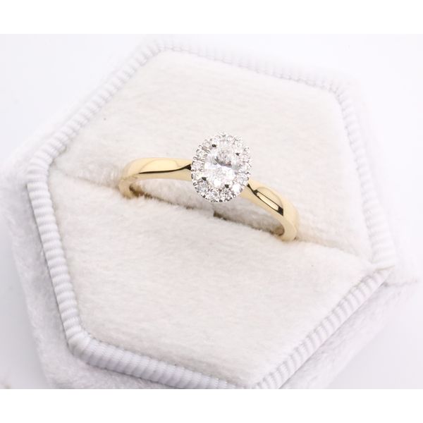 14K Yellow Gold Natural Diamond Oval Halo Engagement Ring Puckett's Fine Jewelry Benton, KY