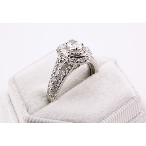14K White Gold Natural Diamond Oval Double Halo Engagement Ring Image 2 Puckett's Fine Jewelry Benton, KY