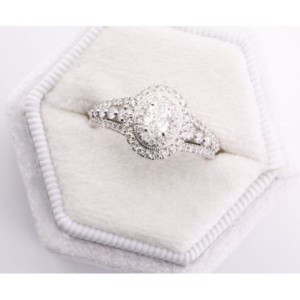 14K White Gold Natural Diamond Oval Double Halo Engagement Ring Puckett's Fine Jewelry Benton, KY