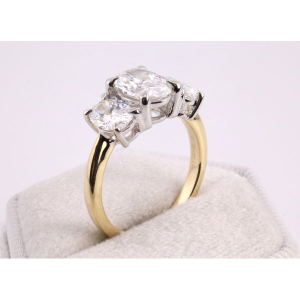 14K Yellow Gold Three-Stone Oval Lab-Grown Diamond Engagement Ring Image 2 Puckett's Fine Jewelry Benton, KY