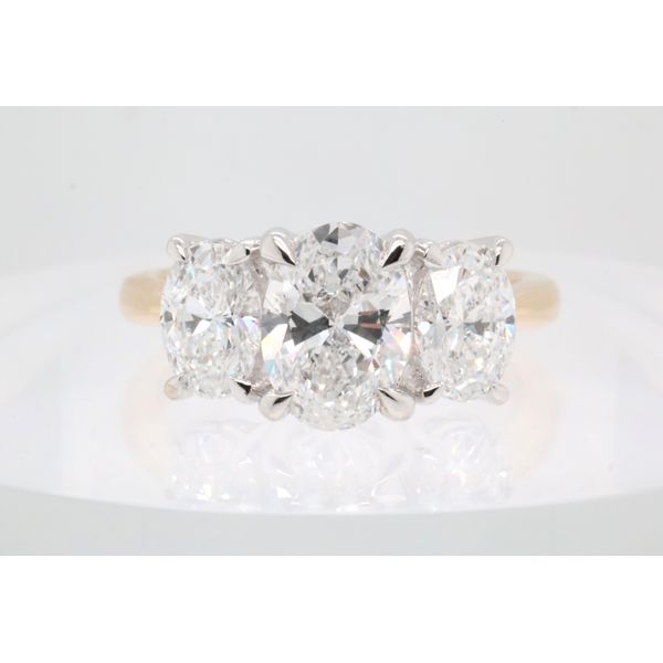 14K Yellow Gold Three-Stone Oval Lab-Grown Diamond Engagement Ring Puckett's Fine Jewelry Benton, KY