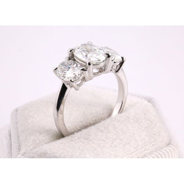 14K White Gold Three-Stone Oval Lab-Grown Diamond Ring Image 2 Puckett's Fine Jewelry Benton, KY