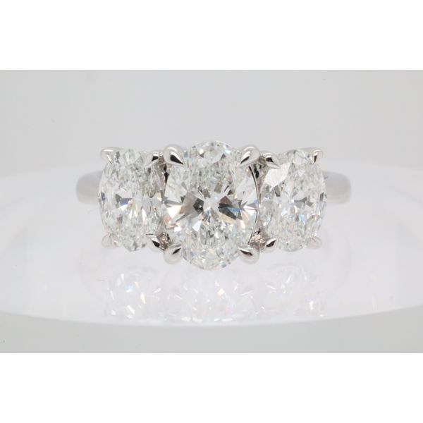14K White Gold Three-Stone Oval Lab-Grown Diamond Ring Puckett's Fine Jewelry Benton, KY
