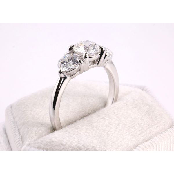 14K White Gold Lab-Grown Diamond Three-Stone Ring Image 2 Puckett's Fine Jewelry Benton, KY