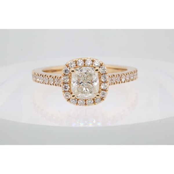 14K Yellow Gold Natural Diamond Cushion Halo Ring Puckett's Fine Jewelry Benton, KY