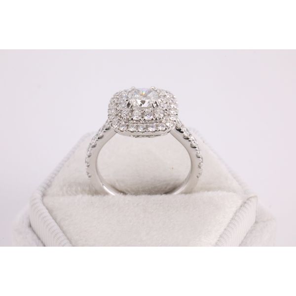 14K White Gold Natural Diamond Cushion Halo Ring Image 3 Puckett's Fine Jewelry Benton, KY