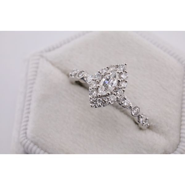 14K White Gold Natural Diamond Marquise Halo Engagement Ring – 0.73ctw Image 2 Puckett's Fine Jewelry Benton, KY