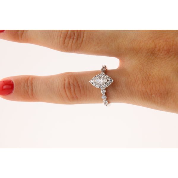 14K White Gold Natural Diamond Marquise Halo Engagement Ring – 0.73ctw Image 4 Puckett's Fine Jewelry Benton, KY