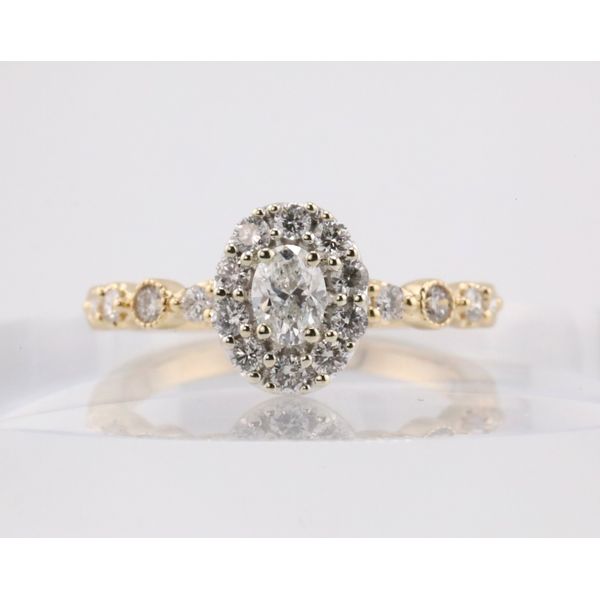 14K Two-Tone Gold Natural Diamond Oval Halo Engagement Ring – 0.75ctw Puckett's Fine Jewelry Benton, KY
