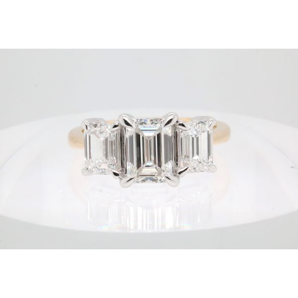 14K Two-Tone Gold Three-Stone Emerald-Cut Lab-Grown Diamond Ring Puckett's Fine Jewelry Benton, KY