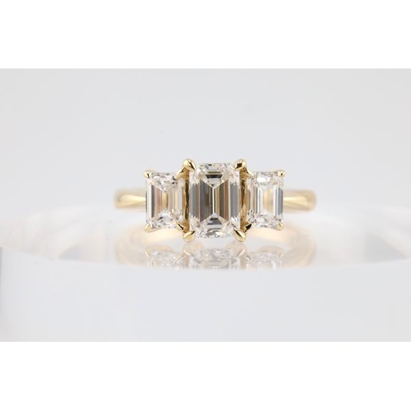 14K Yellow Gold Lab-Grown Emerald Cut Three-Stone Diamond Ring Puckett's Fine Jewelry Benton, KY