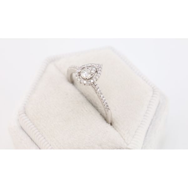 14K White Gold Round Diamond Engagement Ring with Pear-Shaped Halo – .25 CT TWT Image 3 Puckett's Fine Jewelry Benton, KY