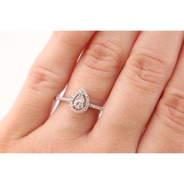 14K White Gold Round Diamond Engagement Ring with Pear-Shaped Halo – .25 CT TWT Image 4 Puckett's Fine Jewelry Benton, KY