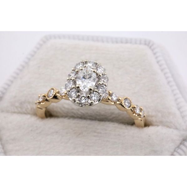 14K Two-Tone Gold Natural Diamond Oval Halo Engagement Ring – 0.75ctw Image 2 Puckett's Fine Jewelry Benton, KY