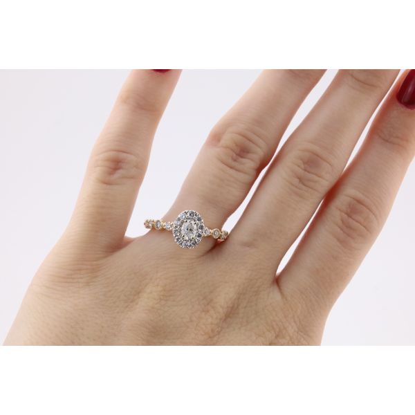 14K Two-Tone Gold Natural Diamond Oval Halo Engagement Ring – 0.75ctw Image 5 Puckett's Fine Jewelry Benton, KY