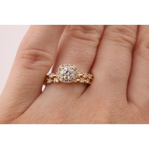 14K Yellow Gold Natural Diamond Halo Wedding Set Image 5 Puckett's Fine Jewelry Benton, KY