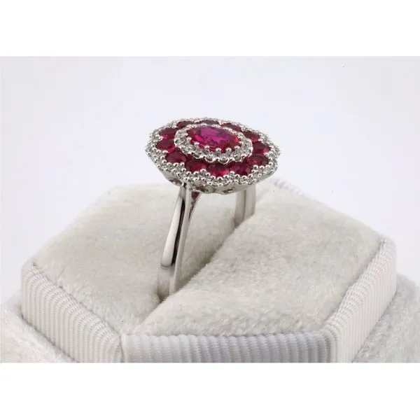 14K White Gold Ring with Natural Rubies and Diamonds Image 2 Puckett's Fine Jewelry Benton, KY