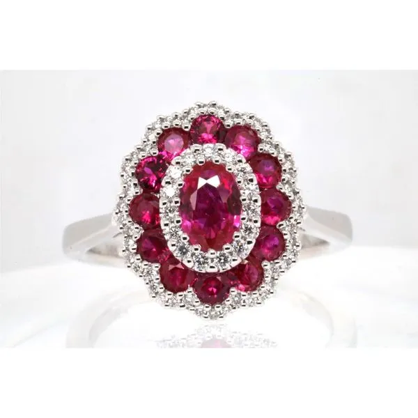 14K White Gold Ring with Natural Rubies and Diamonds Puckett's Fine Jewelry Benton, KY