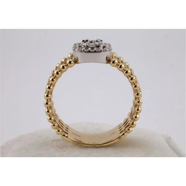14KY Wide Beaded Band With Baguette Halo Center Image 3 Puckett's Fine Jewelry Benton, KY