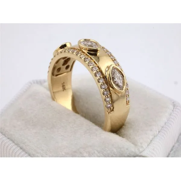 14K Yellow Gold Diamond Band With Oval, Pear, Marquise, and Round Diamonds Image 3 Puckett's Fine Jewelry Benton, KY