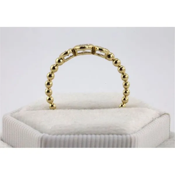 14K Yellow Gold 3-Stone Diamond Ring, Bezel Set With Beaded Shank Image 3 Puckett's Fine Jewelry Benton, KY
