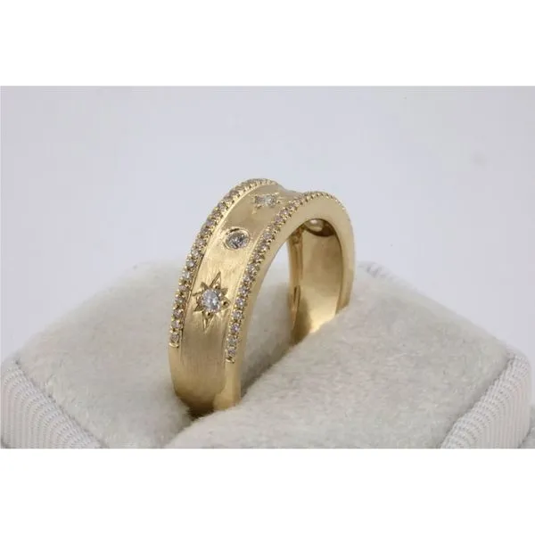 14K Yellow Gold Diamond Band With Brushed Finish Image 2 Puckett's Fine Jewelry Benton, KY