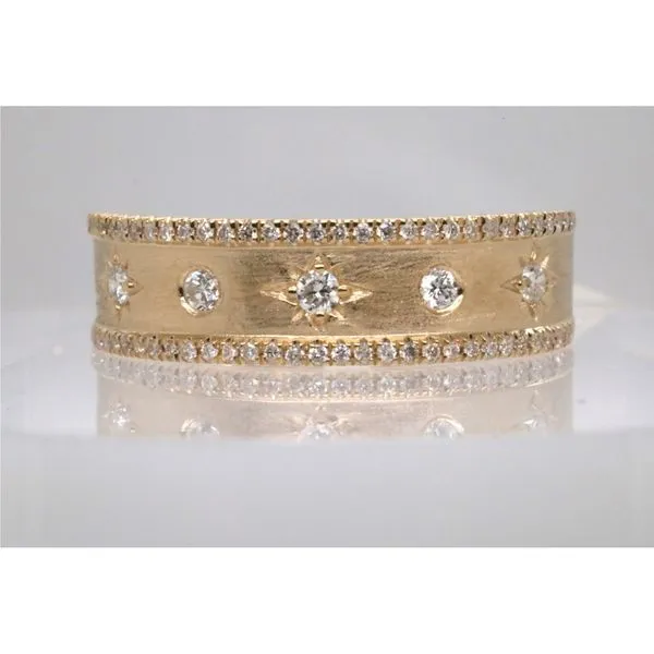 14K Yellow Gold Diamond Band With Brushed Finish Puckett's Fine Jewelry Benton, KY