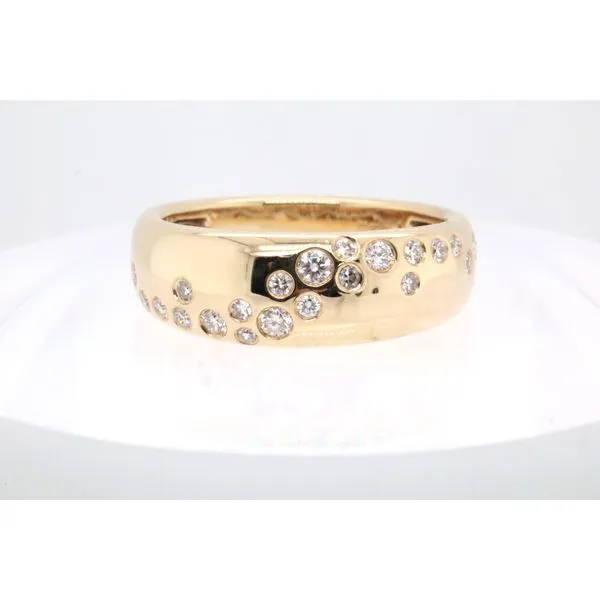 14K Yellow Gold Scattered Diamond Wide Tapered Band Puckett's Fine Jewelry Benton, KY