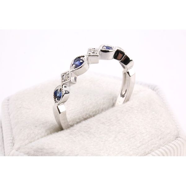 14K White Gold Sapphire & Diamond Band Image 2 Puckett's Fine Jewelry Benton, KY